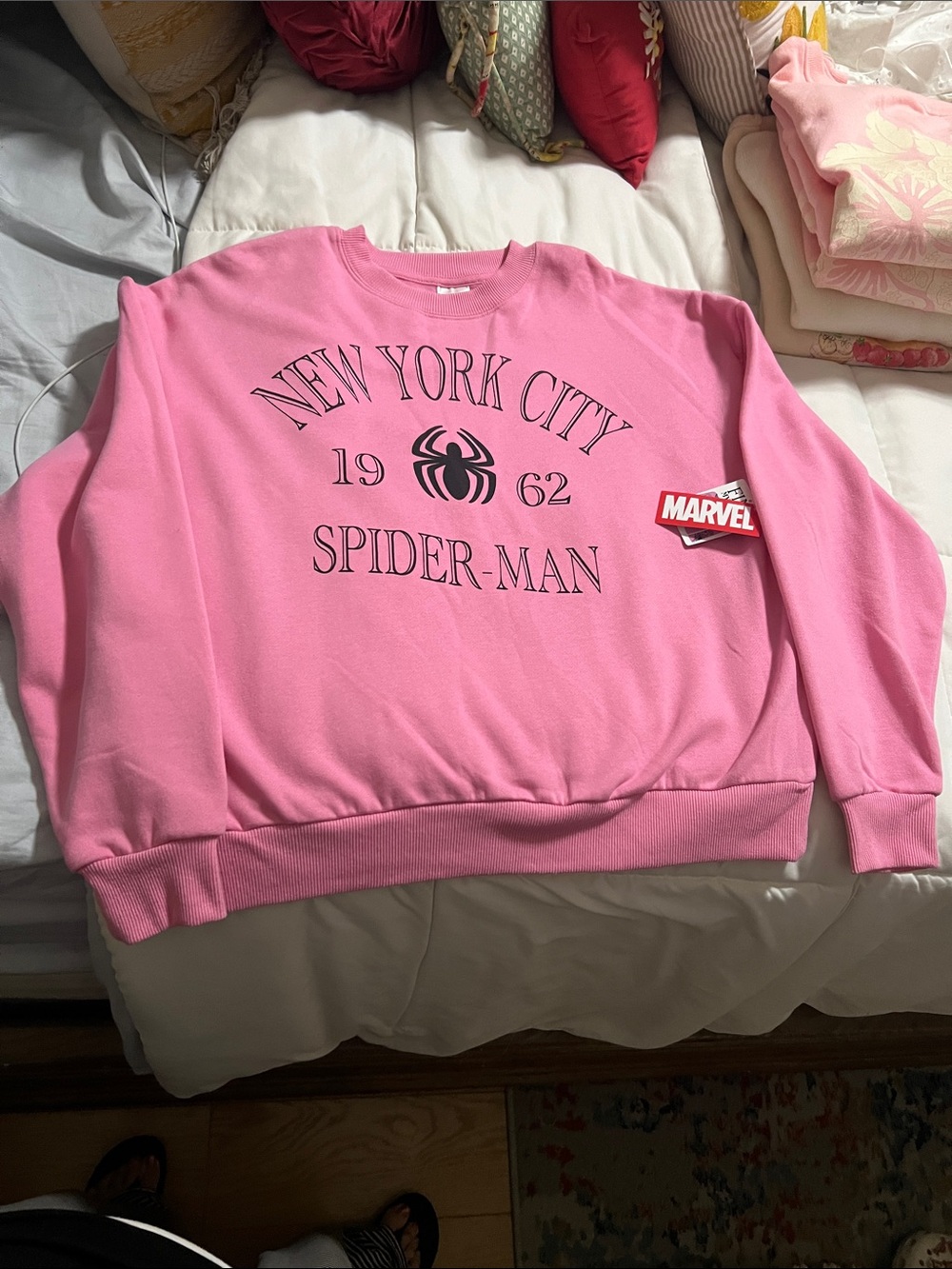 Marvin Richards Pink Spider-Women’s New York City Crewneck Sweatshirt Oversized